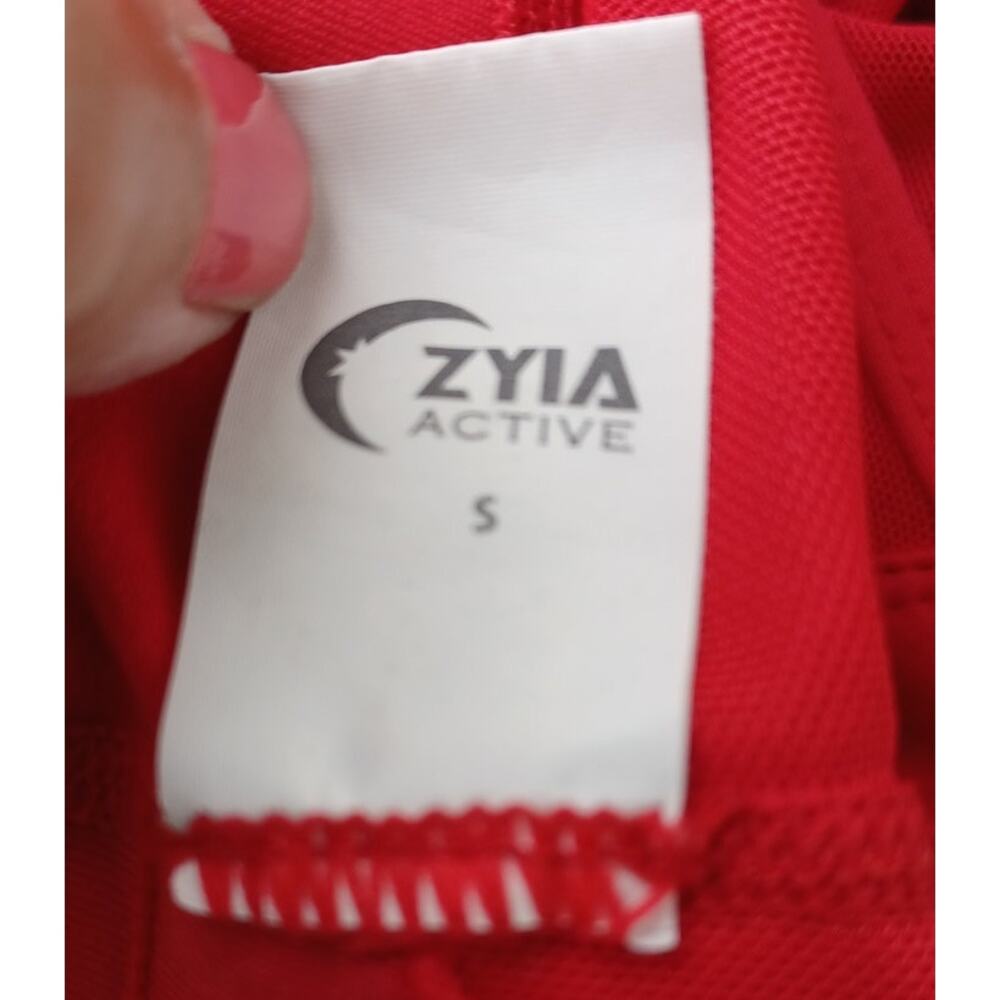 Zyia Active Red High Neck Sports Bra Racerback Mesh Trim Athletic Small - Picture 5 of 6